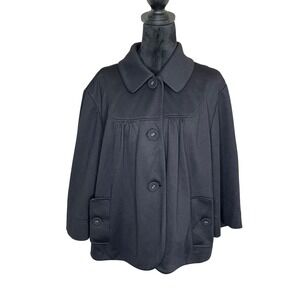 Sandro Sportswear‎ Cropped Lined Button Front Swing Jacket Women's Black Size 1X